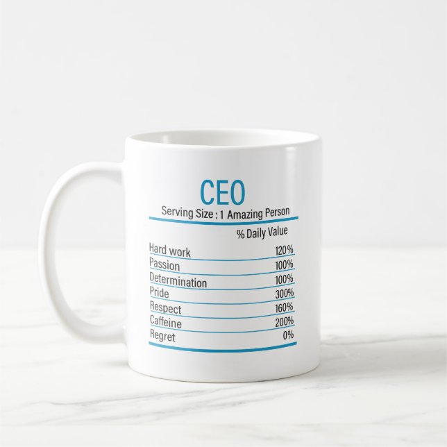 CEO Nutrition Facts, Nutrition Facts, CEO Kaffemugg (Vänster)