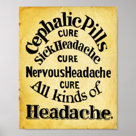 Cephalic Headache Pills Skriv ut 1861 Poster