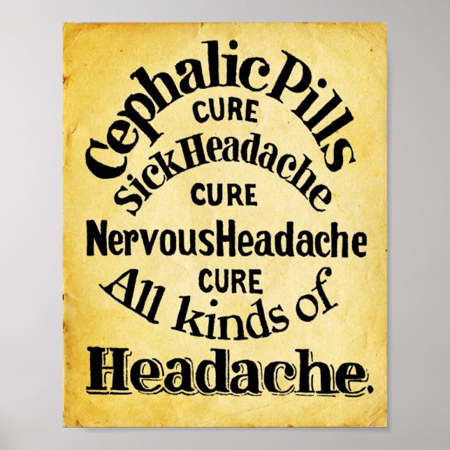 Cephalic Headache Pills Skriv ut 1861 Poster (Framsidan)