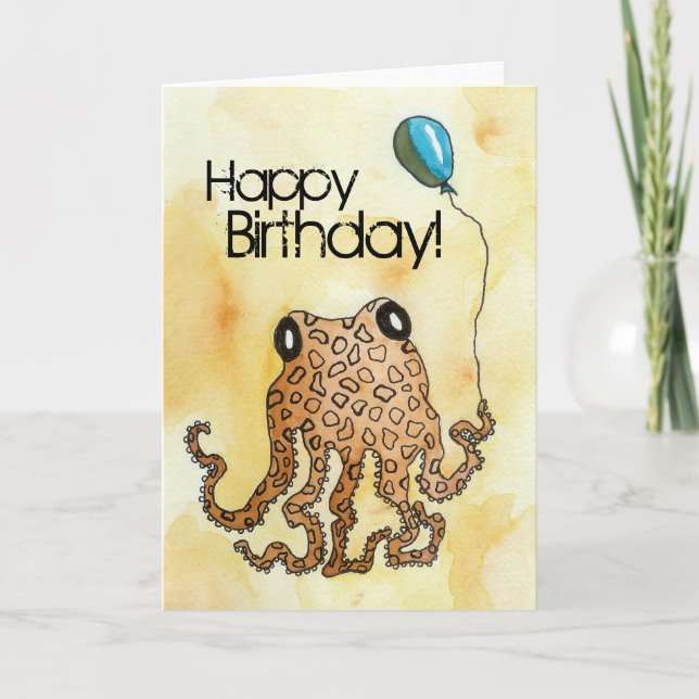 Cephalopod Birthday Kort (Framsida)