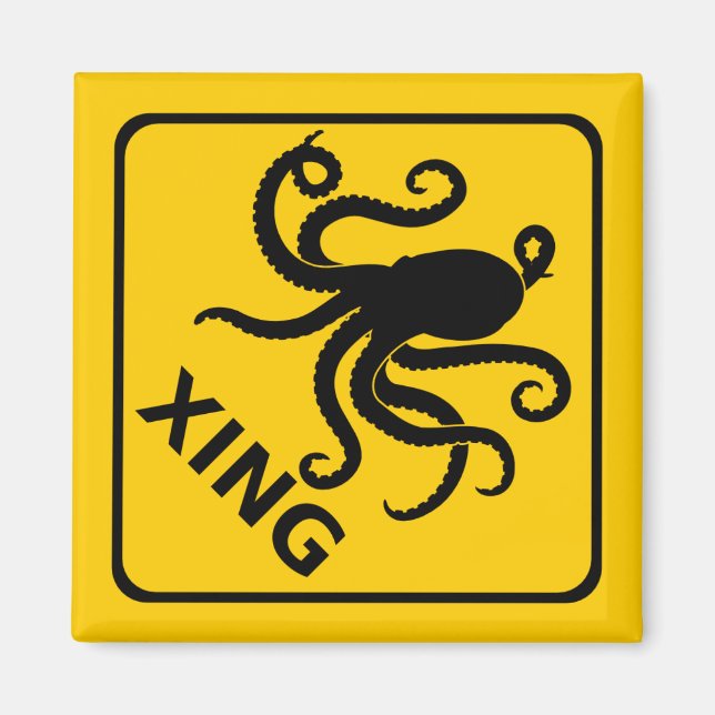Cephalopod Crossing Magnets Magnet (Framsidan)