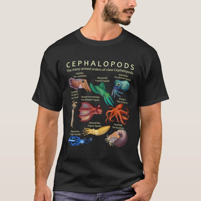 Cephalopod Octopus bläckfisk och bläckfisk T Shirt (Framsida)