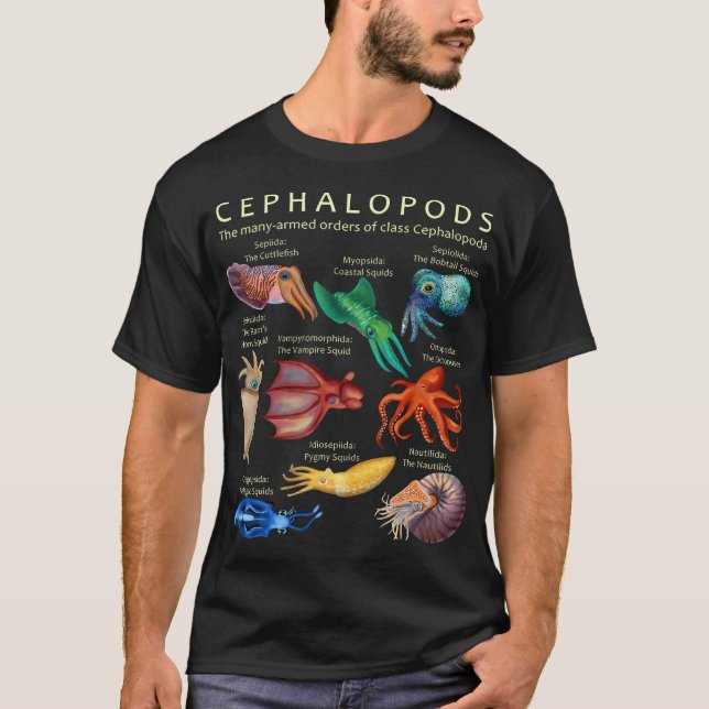 Cephalopod Octopus bläckfisk och bläckfisk T Shirt (Framsida)