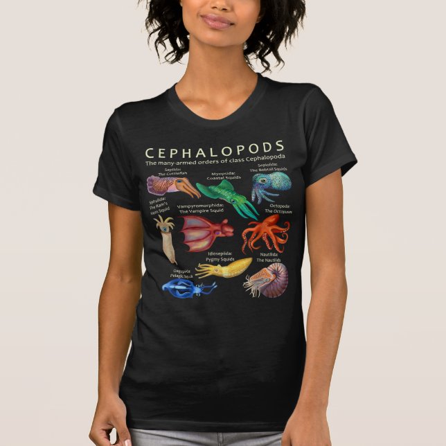 Cephalopod Octopus bläckfisk och Nautil T Shirt (Framsida)