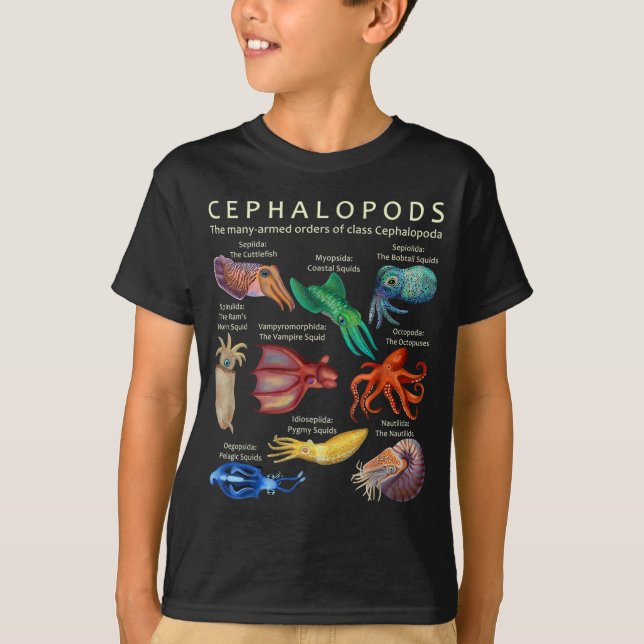 Cephalopod Octopus bläckfisk T Shirt (Framsida)