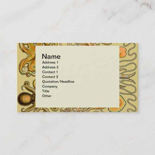 Cephalopod Octopus Squid Marine Natature Visitkort (Framsida)