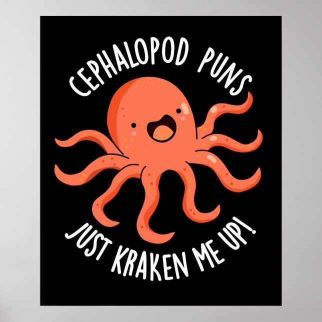 Cephalopod Puns bara Kraken Up Pun Mörk BG Poster (Framsidan)