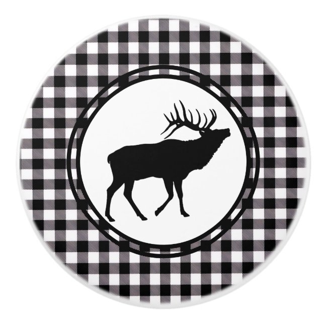 Ceramic Black Plaid Knopp (Framsidan)