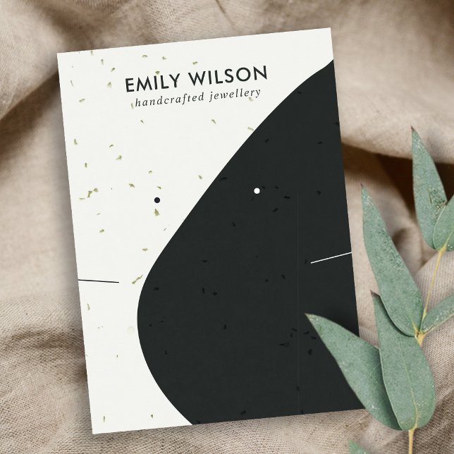 CERAMIC BLACK WHITE WAVE NECKLACE EARRING VISNING VISITKORT (Skapare uppladdad)