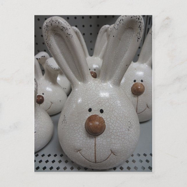 Ceramic Bunny Head Vykort (Framsida)