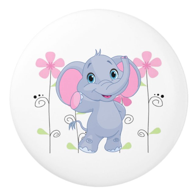 Ceramic Cabinet Knob-Elephant Knopp (Framsidan)