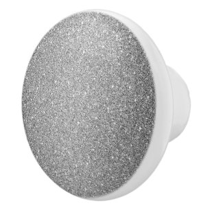 Ceramic Cabinet Knob-Silver Faux Glitter Knopp