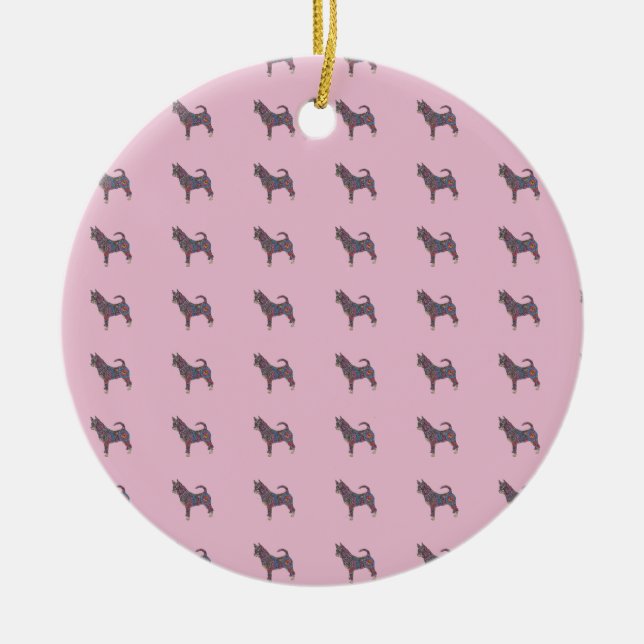 Ceramic Circle Ornament with chihuahua pattern (Framsidan)