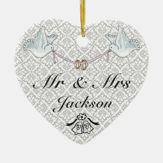 Ceramic Heart Ornament - Lycka till Bröllop Charm (Framsidan)