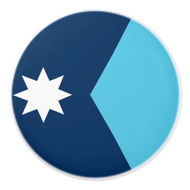 Ceramic knob pull with flag of Minnesota, USA Knopp (Framsidan)