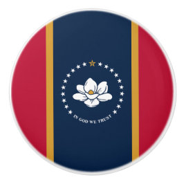 Ceramic knob pull with flag of Mississippi State Knopp