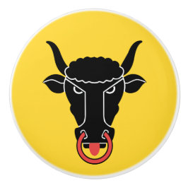 Ceramic knob pull with flag of Uri, Switzerland Knopp