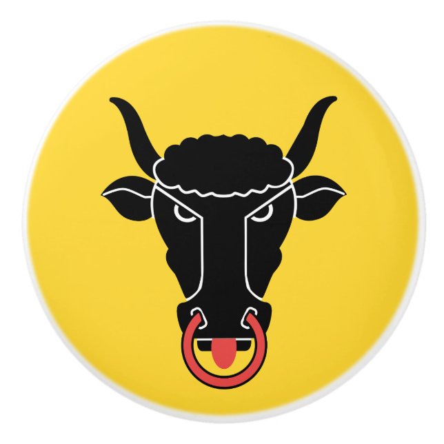 Ceramic knob pull with flag of Uri, Switzerland Knopp (Framsidan)