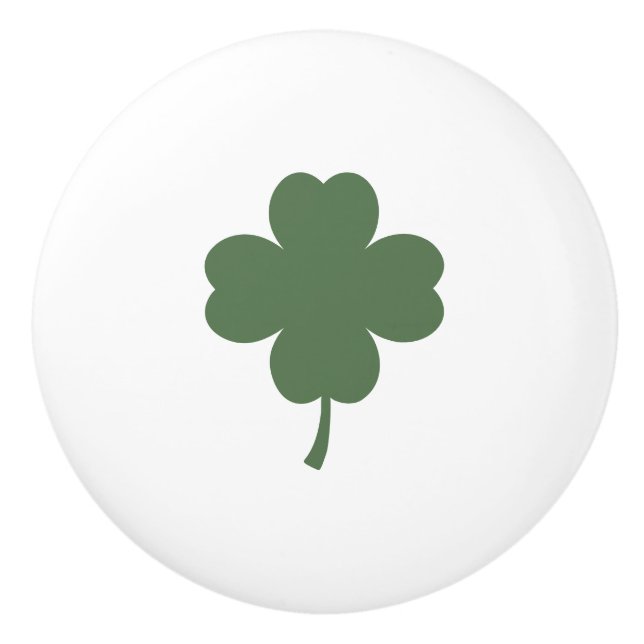 Ceramic Knob with Lucky 4 Leaf Clover Design Knopp (Framsidan)