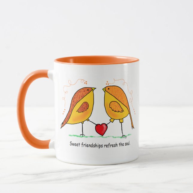Ceramic Mug Sweet Friendship Birds Mugg (Vänster)
