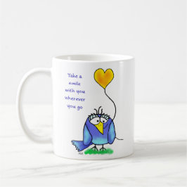 Ceramic Mug - Whimsical Bird with Saying Kaffemugg