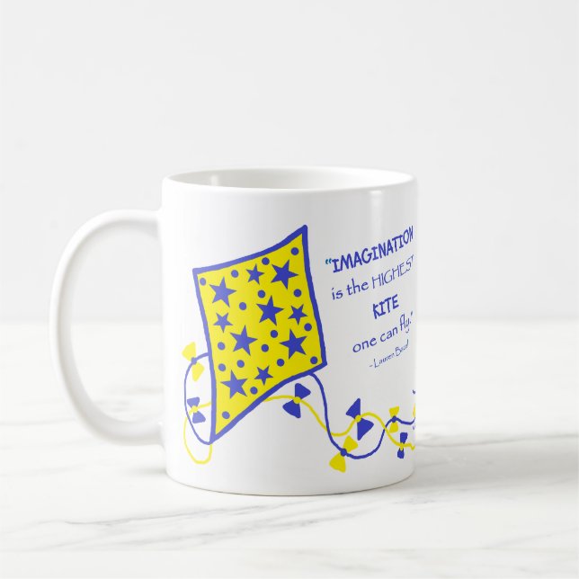 Ceramic Mug - Whimsical Kite with saying Kaffemugg (Vänster)