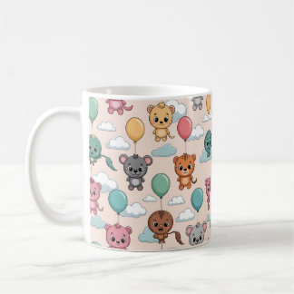 Ceramic mug with a cute pattern of cartoon animals kaffemugg