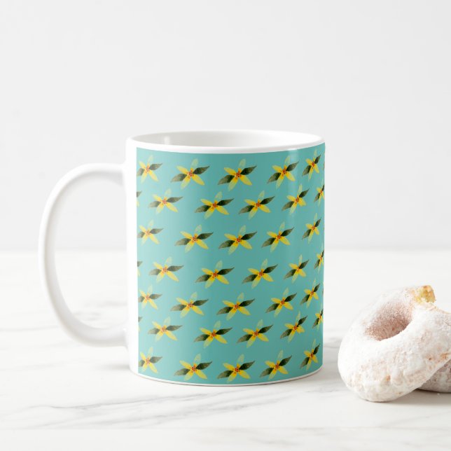 Ceramic mug with olive blossom pattern kaffemugg (Med munk)