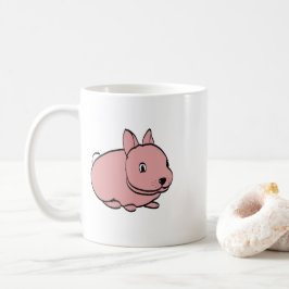 Ceramic mug with pink rabbit design kaffemugg
