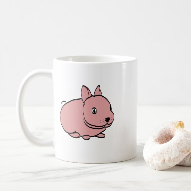 Ceramic mug with pink rabbit design kaffemugg (Med munk)