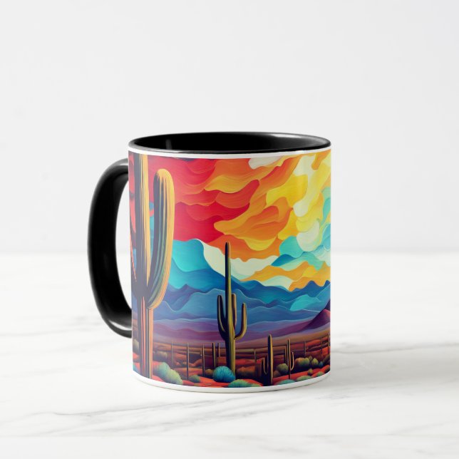 Ceramic Mugg Arizona Sunset i Abstrakt Stil (Framsida vänster)