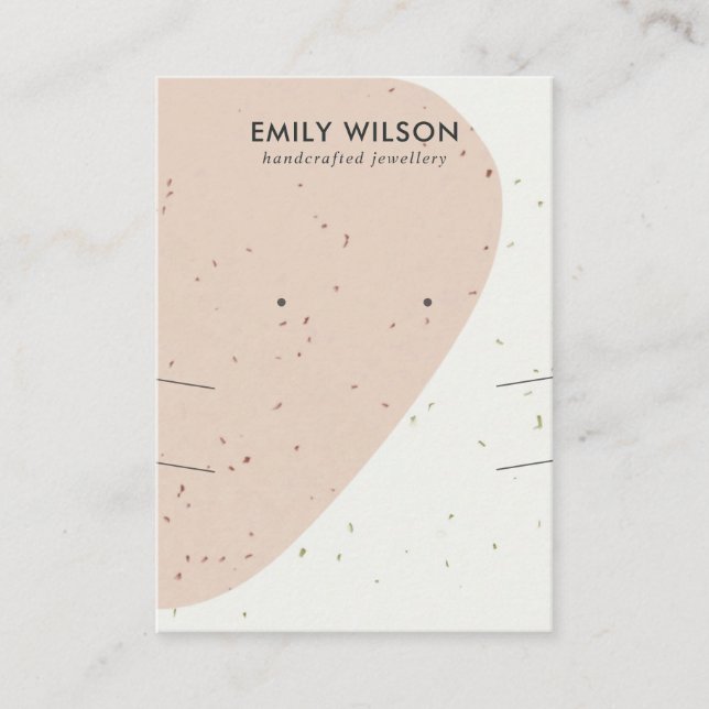 CERAMIC PEACH WAVE LONG NECKLACE EARRING VISNING VISITKORT (Framsida)