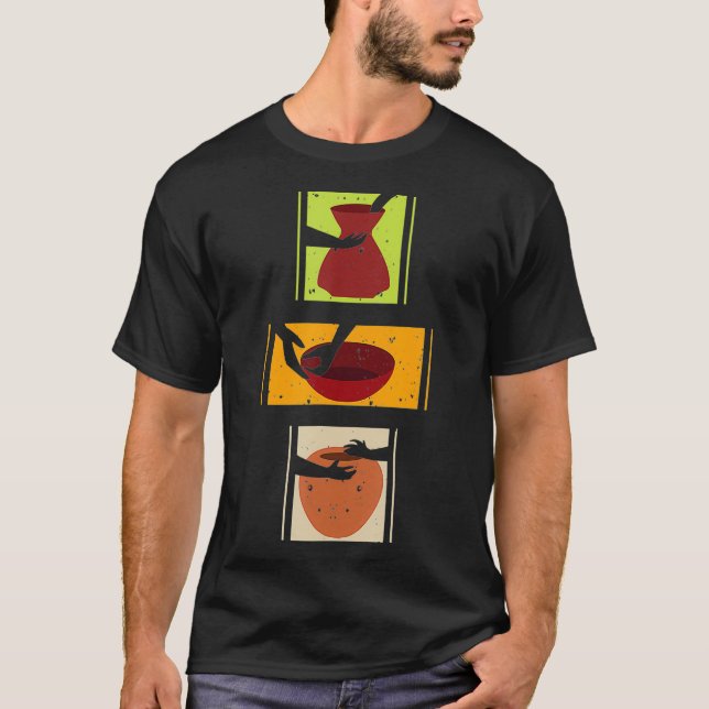 Ceramic Retro Kiln Pottery Älskare I Pottery T Shirt (Framsida)