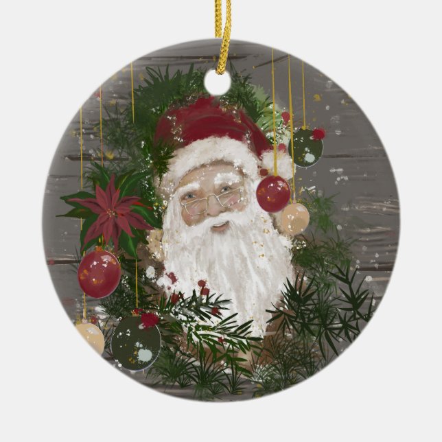 Ceramic Santa Ornament Farmhouse (Framsidan)