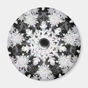 Ceramic Snöre Black & snowflake Magnet