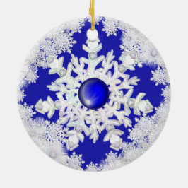 Ceramic Snöre Blue of Greece & snowflake Julgransprydnad Keramik