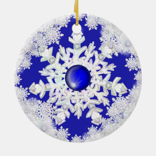 Ceramic Snöre Blue of Greece & snowflake Julgransprydnad Keramik (Baksidan)