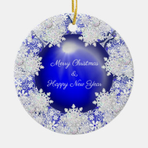 Ceramic Snöre Blue of Greece & snowflake Julgransprydnad Keramik