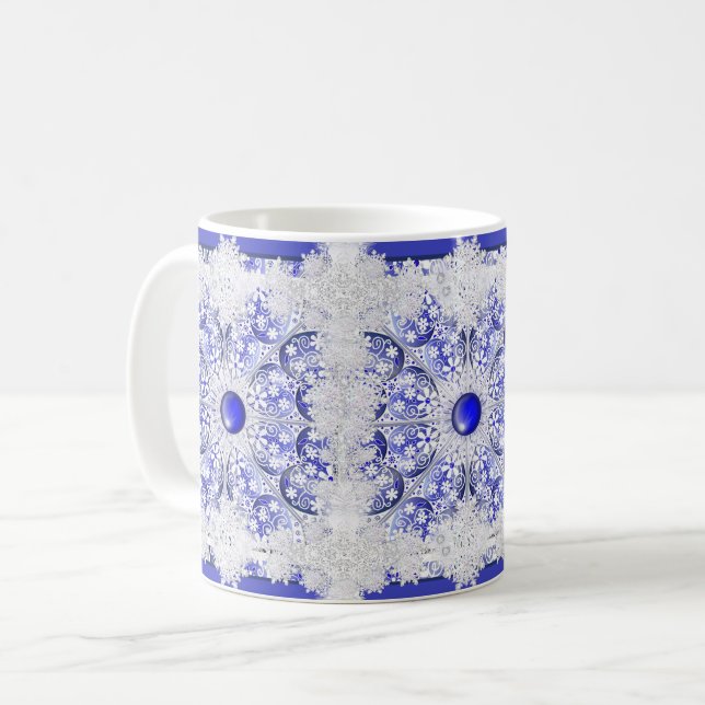 Ceramic snöre Blue of Greece & snowflake Kaffemugg (Framsida vänster)