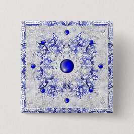 Ceramic Snöre Blue of Greece & snowflake Knapp