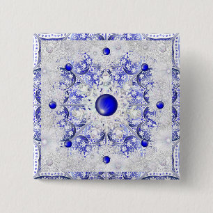 Ceramic Snöre Blue of Greece & snowflake Knapp