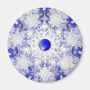 Ceramic snöre Blue of Greece & snowflake Magnet