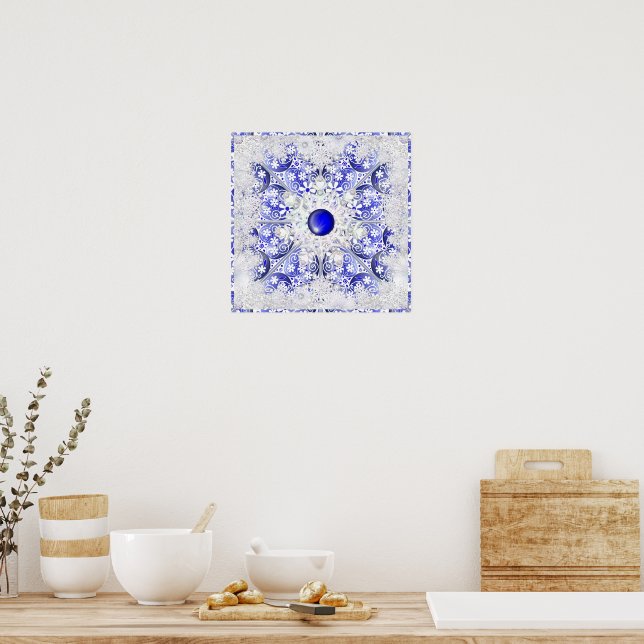 Ceramic Snöre Blue of Greece & snowflake Poster (Kök)