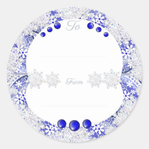 Ceramic Snöre Blue of Greece & snowflake Runt Klistermärke