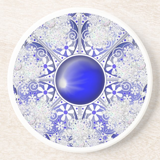 Ceramic snöre Blue of Greece & snowflake Underlägg (Framsidan)