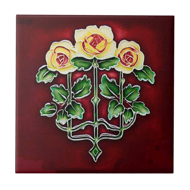 Ceramic Tile Art nouveau Ro Kakelplatta (Framsidan)