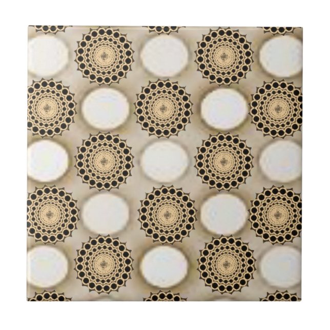 Ceramic Tile Blommigt Round Beige Kakelplatta (Framsidan)