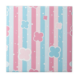 Ceramic Tile  Blue Pastel Stripe  Kakelplatta