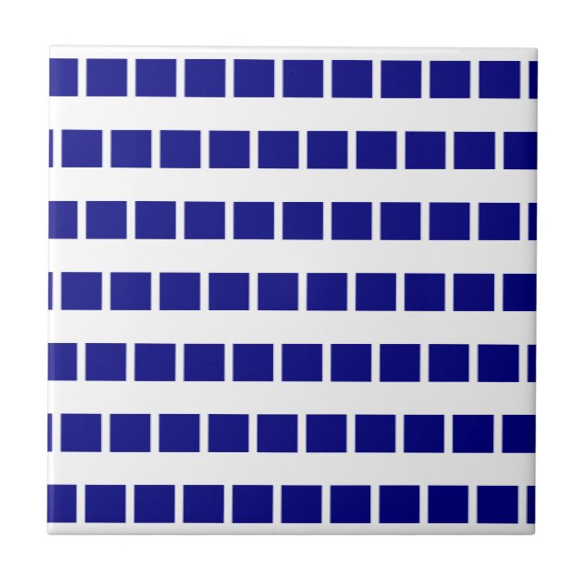 Ceramic Tile Blue & White Stripe Checkered Kakelplatta (Framsidan)