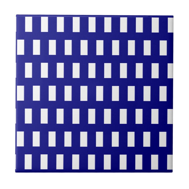 Ceramic Tile Blue & White Stripe Checkered Kakelplatta (Framsidan)